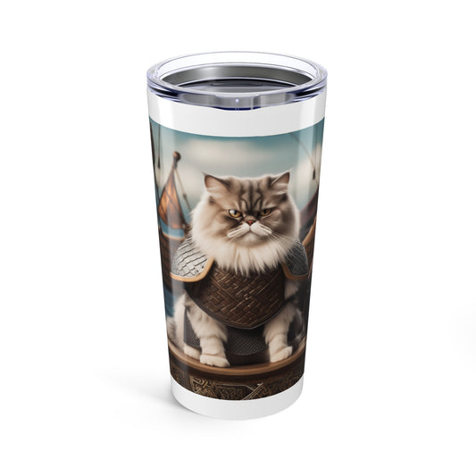 Funny Cat Warrior Tumbler 20oz - Unique Travel Mug for Animal Lovers